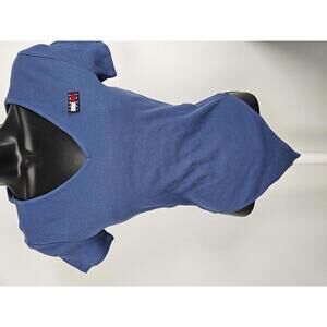 Tommy Hilfiger Blue Ribbed V-Neck Thong Bodysuit NWT